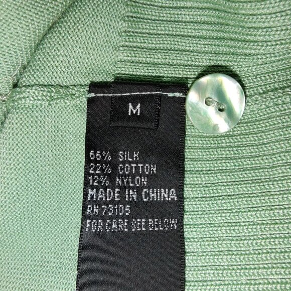 MICHAEL SIMON EMBELLISHED CARDIGAN SWEATER PALE MINT GREEN SILK BLEND KNIT SZ M - Picture 6 of 7